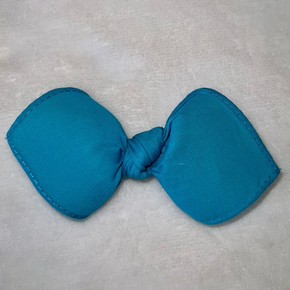 Solid Turquoise Bandana Knotted Hair Bow - Picture 7 of 11